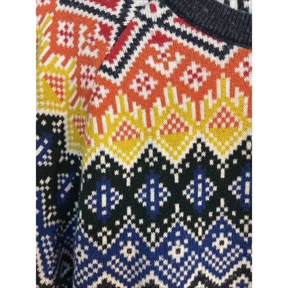 GAP Sweater Men's Colorful Fair Isle Sz XL Crew Neck Cotton Blend Long Sleeves - Picture 2 of 8